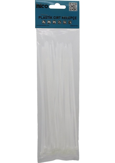 25pcs Beyaz 3.6x200mm Plastik Cırt Kelepçe 5399