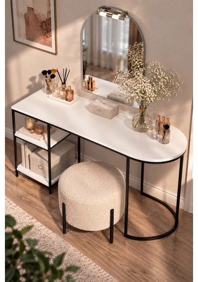 Sulorahome Beyaz Çalışma Ve Makyaj Masası 125 Cm