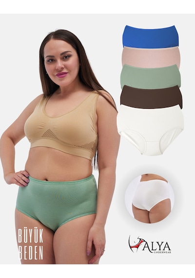 Alya Underwear Kadın Extra Battal Külot - 5 Adet Beyaz 8xl, 9xl, 10xl Çok Renkli3