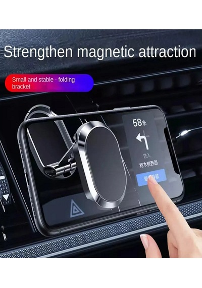 Metal Katlanır Mıknatıslı Telefon Tutucu Yüksek Kaliteli 360 Dönerli Soft Black Tutucu Metal Gri