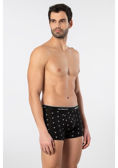 Cacharel Erkek Desenli Likralı Boxer 3'lü Paket 1339/siyah 1 Gri