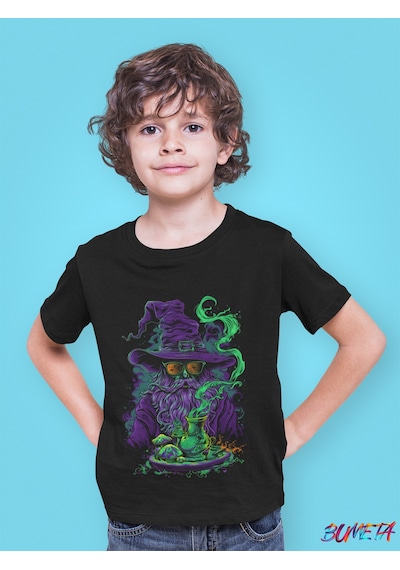 Bumeta Büyücü Mantar Çocuk Tişört T-shirt Siyah