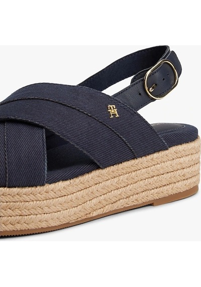 Tommy Hilfiger Denım Espadrılle Platform Sandal Siyah