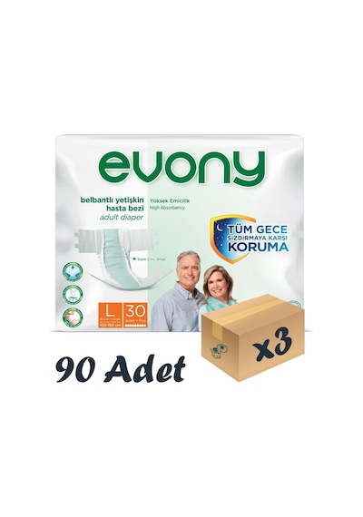 Evony Hasta Bezi Yetişkin Bel Bantlı Tekstil Yüzey L-Büyük Boy 3 x 30'lu