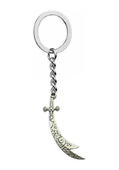 Desenli Zülfikar Kılıcı Figürlü Metal Anahtarlık Unisex Tasarım, Manevi Ve Şık Aksesuar