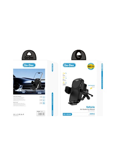 Go Des Gd-hd265 360 Derece Dönebilen Yarı Otomatik Araç Telefon Tutucu Siyah