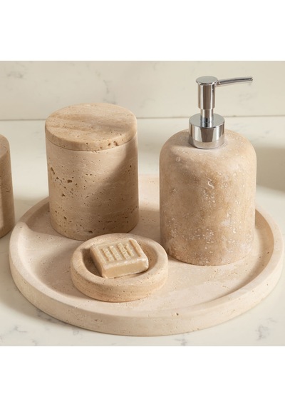 Mudo Home Evelyn Traverten 5'li Banyo Seti Bej