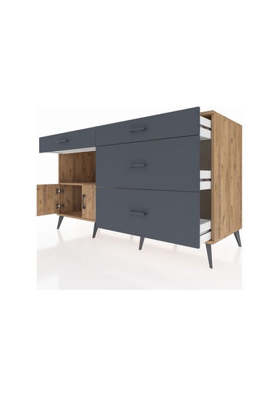 Kronos Konsol Tek Raflı 4 Çekmeceli 2 Kapaklı 176x59x99 Çam-çam/a Çam-çam/antrasit Kronos Konsol Tek Raflı 4 Çekmeceli 2 Kapaklı 176x59x99 Çam-çam/a Çam-çam/antrasit