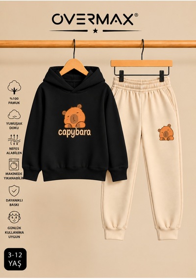 Overmax Capybara Baskılı Kapüşonlu Çocuk Eşofman Takımı 3-12 Yaş Siyah-bej - 916032676 Siyah-bej Overmax Capybara Baskılı Kapüşonlu Çocuk Eşofman Takımı 3-12 Yaş Siyah-bej - 916032676 Siyah-bej