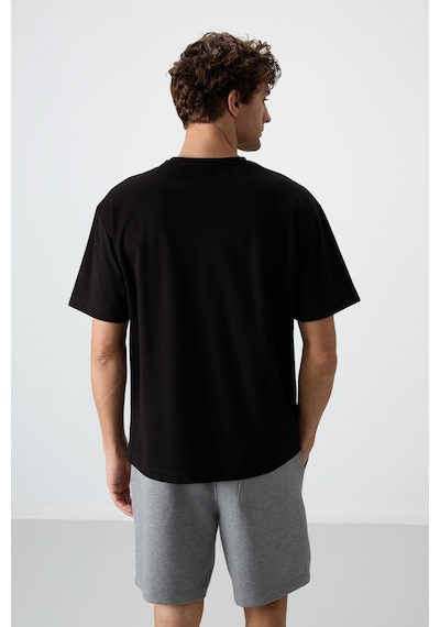 Air Jones Tommy Life Siyah Pamuklu Kalın Yüzeyi Dokulu Oversize Fit Baskılı Erkek T-shirt - 88371 Siyah Air Jones Tommy Life Siyah Pamuklu Kalın Yüzeyi Dokulu Oversize Fit Baskılı Erkek T-shirt - 88371 Siyah