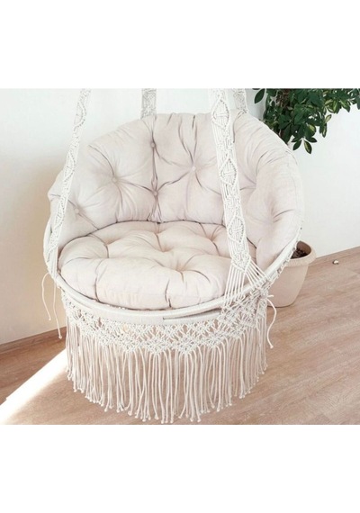 Caviss Home Makrome Salıncak Minderi Bahçe Mobilyaları Açıkkrem