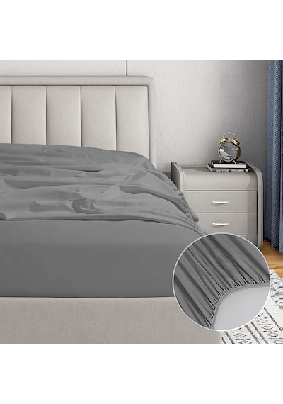 Soley Jersey %100 Pamuk Çift Kişilik 140 X 200 Lastikli Çarşaf Gri