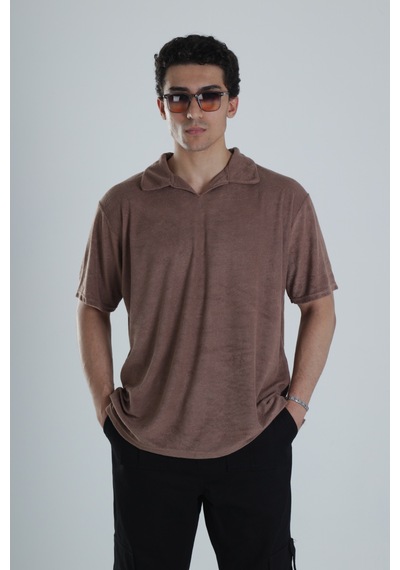 Cocopelli Erkek Kahve T-shirt Dokuma Kumaş Coc1157 Kahve