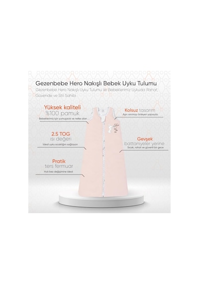 Hero Nakışlı Bebek Uyku Tulumu 90cm Bunny 90 Cm Çok Renkli