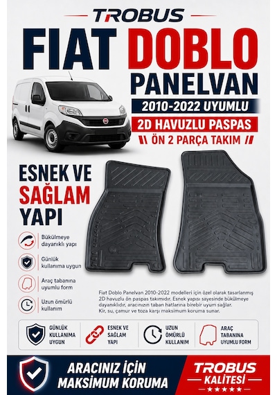 Trobus Fiat Doblo Panelvan 2010-2022 2d Havuzlu Paspas 2 Parça