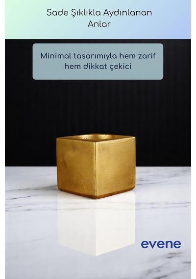 Tr Mumluk Şamdan Ince Mum Uyumlu Altın Eskitme Renk Model 51 Diğer