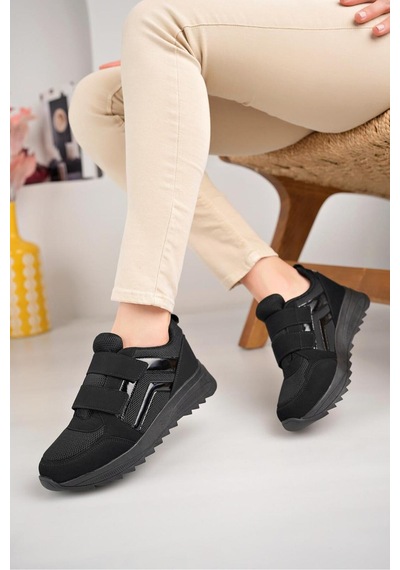 Mcdark Kadın Siyah Cırtlı Sneaker Ayakkabı