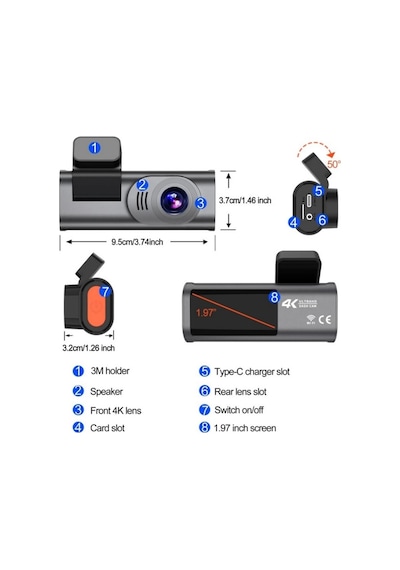 Wifi 4k Uhd App Araç İçi Kamera Gece Görüşlü Araba Kamera Kayıt Cihazı Dvr Car Dashcam