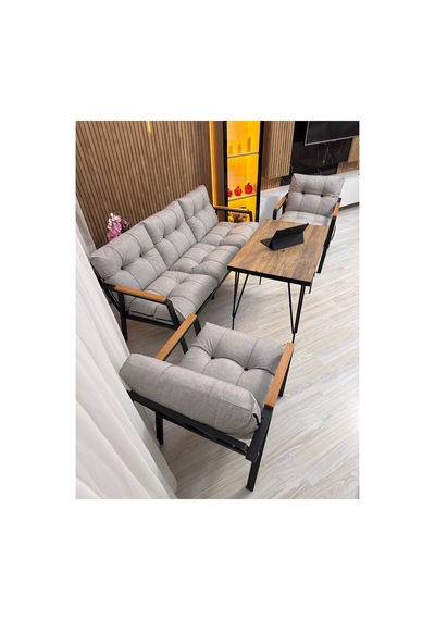 Houseart Açelya Balkon, Bahçe, Cafe - Salon - Metal Kanepe Koltuk Takımı 3+1+1 + Masa Açık Gri Houseart Açelya Balkon, Bahçe, Cafe - Salon - Metal Kanepe Koltuk Takımı 3+1+1 + Masa Açık Gri
