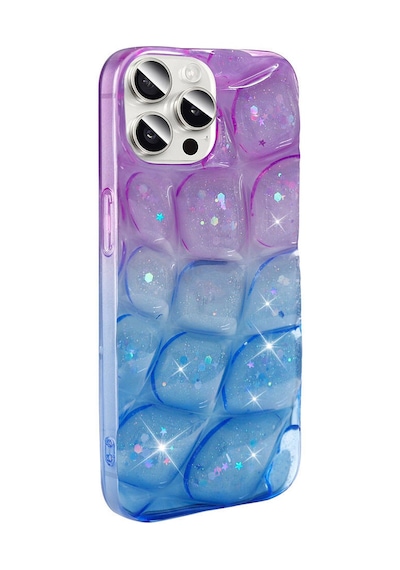 Apple Uyumlu iPhone 14 Pro Max Kılıf Simli 3d Desenli Hacar Kapak - Mor-mavi N/a N/a