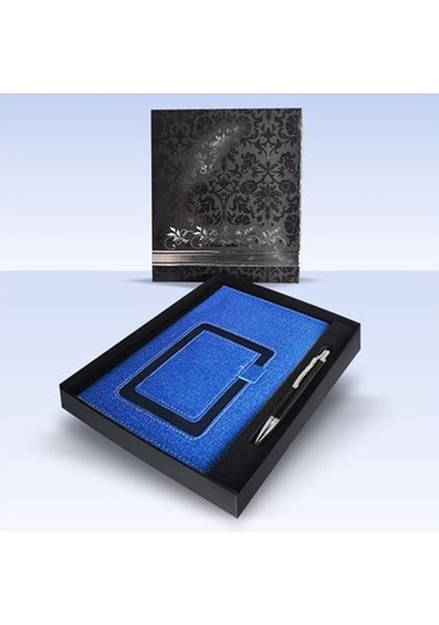 Kişiye Özel Kutulu 15 X 21cm 2027 Tarihli Cep Telefon Bölmeli Lacivert Ajanda Ve Kalem Seti Lacivert