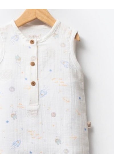 By Bubbles Yazlık Muslin Gezegen Basic Tulum Ekru