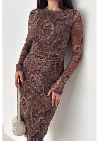 Noa & Noa Kadın Paisley Desenli Midi Elbise Burgundy Veil Kahverengi Noa & Noa Kadın Paisley Desenli Midi Elbise Burgundy Veil Kahverengi
