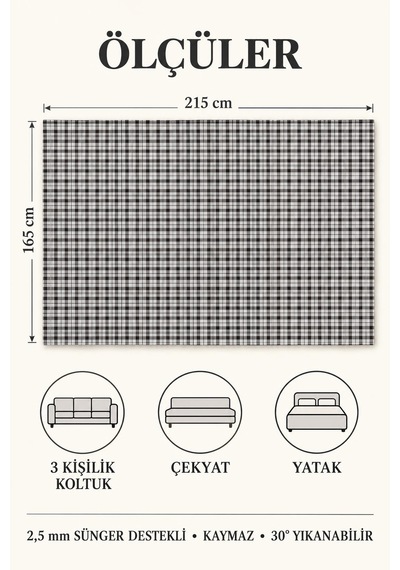 Çok Amaçlı Kadife Koltuk Örtüsü Kaymaz Süngerli 165x215 Cm Modern Bohem Çekyat Şalı Piknik Masa Örtüsü Alk4 gri