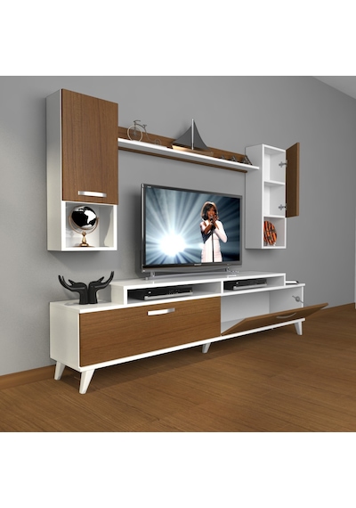 Decoraktiv Ekoflex 5da Slm Retro Tv Ünitesi Tv Sehpası Beyaz - Ceviz