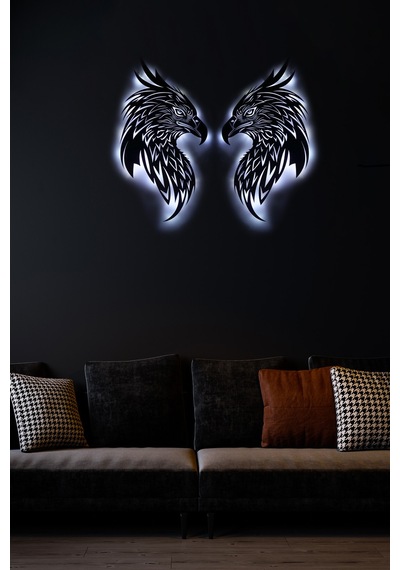 Led Işıklı Ikili Portre Kartal Figürlü Tablo Duvar Dekorlu Gece Lambası Beyaz - 737249157 Beyaz