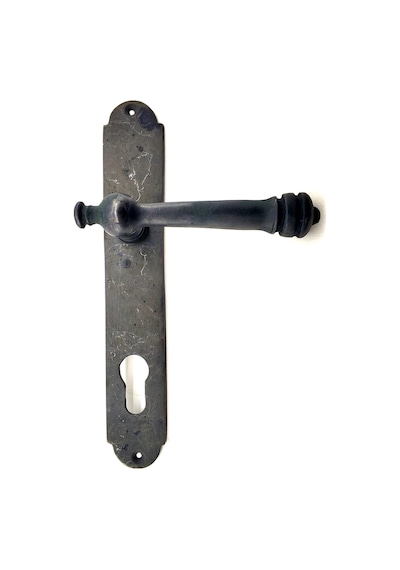 Antika Tarz Dekoratif Pirinç Taşra Yale Kapı Kolu - 220x35 Mm, Oksit