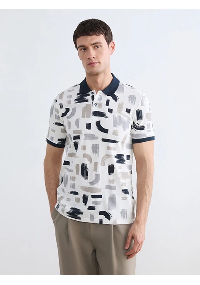 Lc Waikiki Lacivert Polo Yaka Desenli Pike Erkek Tişört