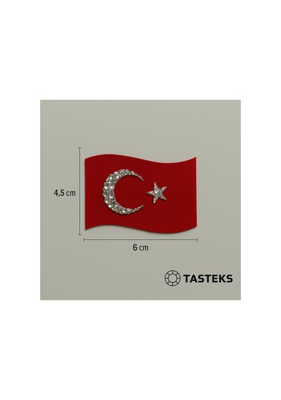 Taşlı Ütülenebilen Veya Sticker Olarak Kullanılabilen Dalgalanan Türk Bayrağı Modeli