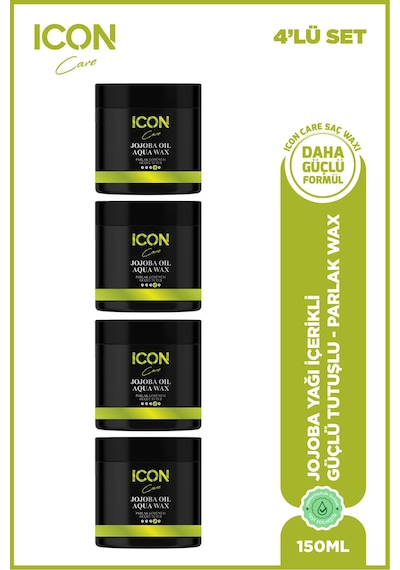 Iconcare Jojoba Oil Aqua Wax Güçlü Tutuş Parlak Görünüm Saç Waxı 4'lü Set 150 Ml