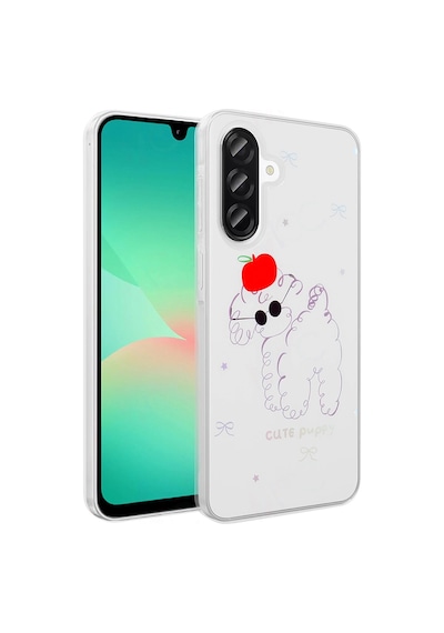 Samsung Uyumlu Galaxy A26 Kılıf Şeffaf Figürlü Zore Folk Sert Kapak Sevimli Köpek
