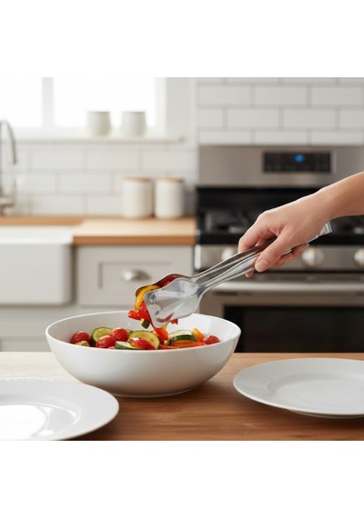 Paslanmaz Çelik Yemek Servis Maşası 21 Cm Salata, Makarna Ve Sıcak Yemekler İçin Çok Amaçlı S
