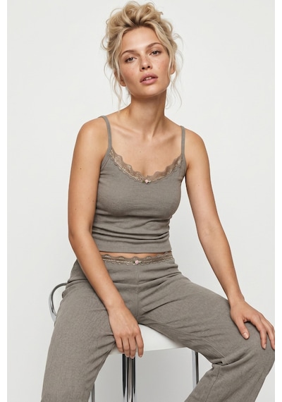Siyah İnci Bürümcük-krınkıl İp Askılı Pijama Takım 8059 Yeşil