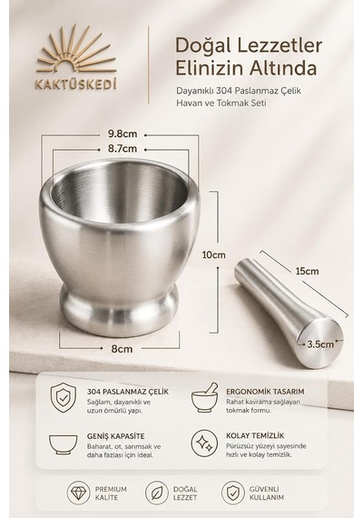 Sarımsak Ezici Ve Havan Seti - Kapaklı 1.6 Kg Profesyonel Kaymaz Tabanlı Baharat, Zencefil Ve İlaç Öğütücü Hav