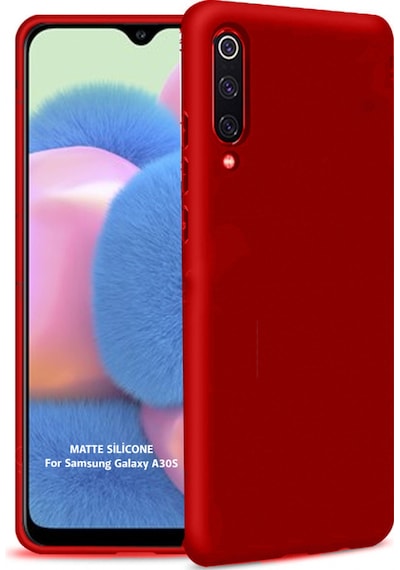 Samsung Uyumlu Galaxy A30S Arka Kapak Silikon Kılıf + Temperli Cam Ekran Koruyucu