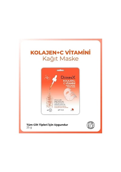 Yüz Bakım Kağıt Maske - Kolajen + C Vitamini
