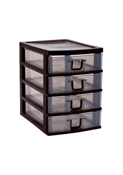 Mini 4 Çekmeceli Organizer Banyo Düzenleyici Düzen Tutucu Tezgah Üstü Şeffaf