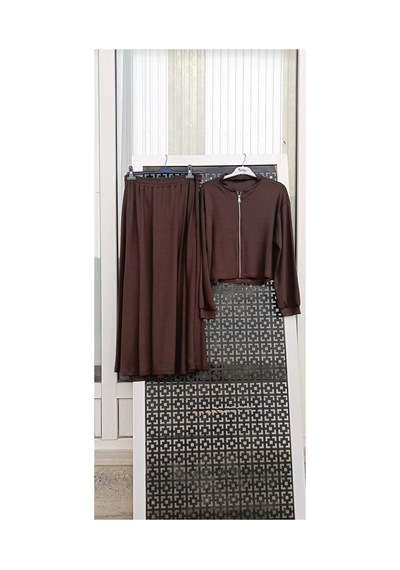 Çınar Boutique Etekli Hırkalı İkili Takım Kahverengi Kahverengi