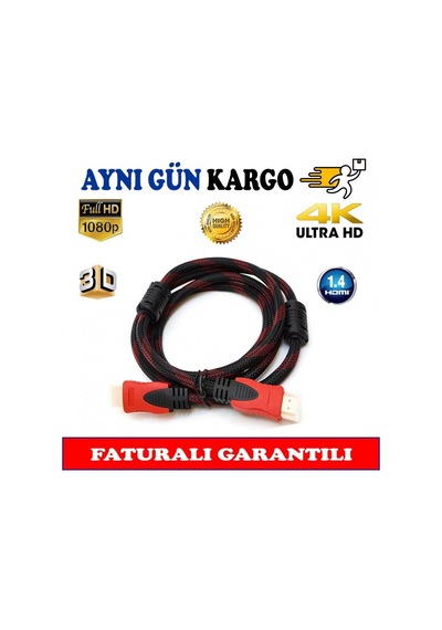 10 Metre Hdmi Kablo Örgülü Altin Uçlu Yüksek Kalite