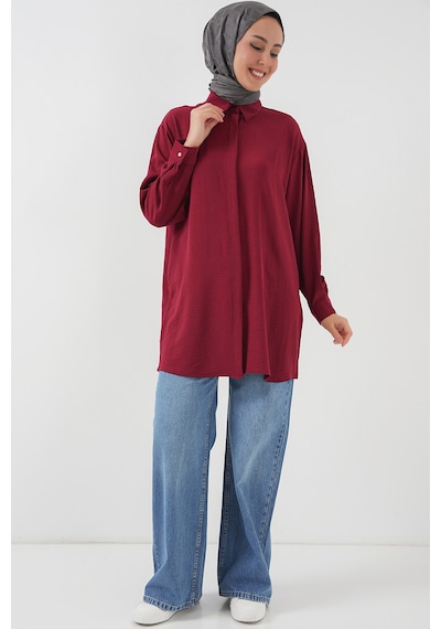 Bigdart Kadın Uzun Gömlek Tunik 5945 - Bordo