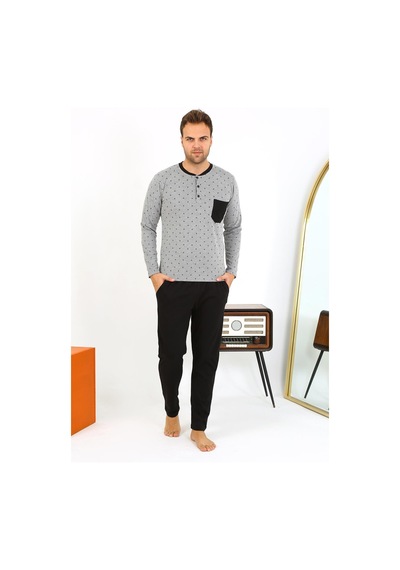 Akbeniz Erkek Uzun Kol Penye Füme Pijama Takımı 6861 Füme