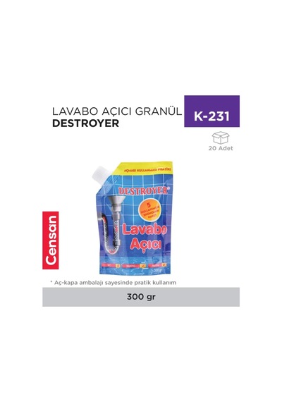Lavabo Açıcı Granül Destroyer 300 Gr