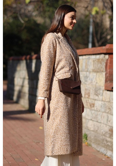 Giyim Dünyası Kadın Buklet Oversize Kaban Bej 001