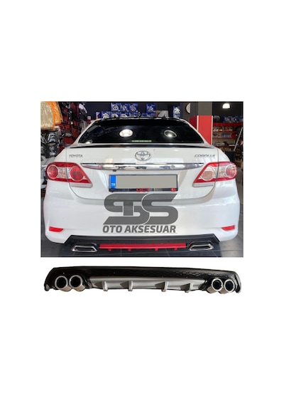 Toyota Corolla Uyumlu 2007-2012 Difüzör Arka Tampon Eki 4 Egzoz Çıkışlı Gri Lüx Tip