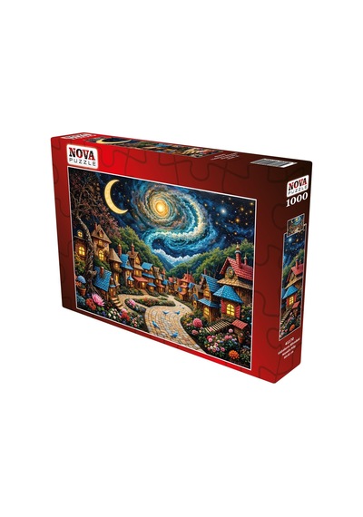Nova Puzzle 1000 Parça Yıldızların Altındaki Masalsı Köy Puzzle - Fantastik