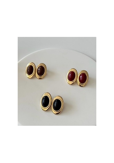 Lunarie Oval Vintage Küpe Vıp Antialerjik Kararmayan 14k Siyah